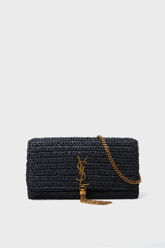 Saint Laurent Nero Raffia Kate Shoulder Bag