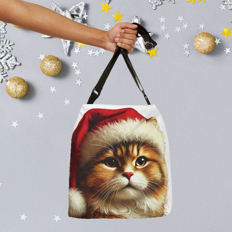 Santa Cat Lover - Adjustable Strap Tote Bag