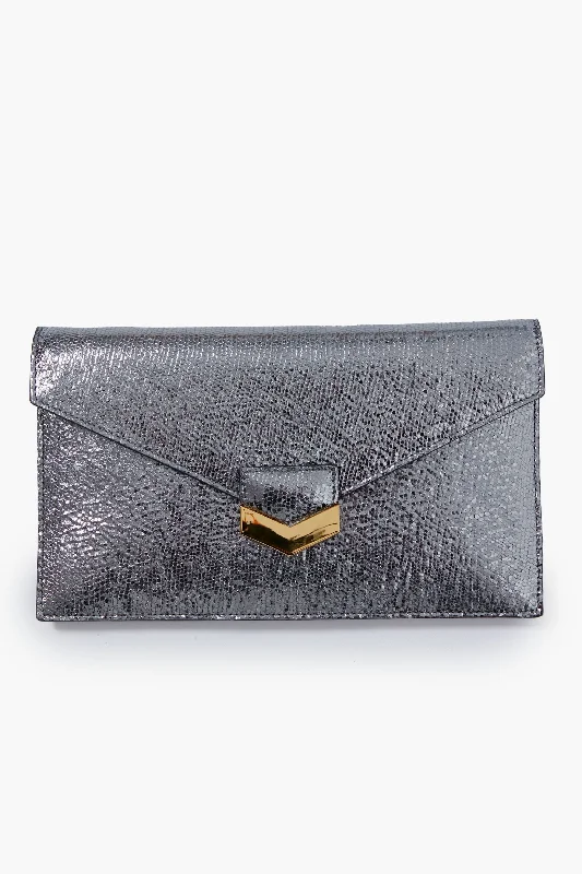 Silver Metallic London Clutch