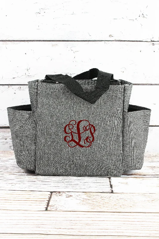 Steel Gray Crosshatch Organizer Tote