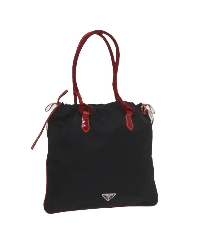 Nylon Black and Red Hand Bag by Italian Designer