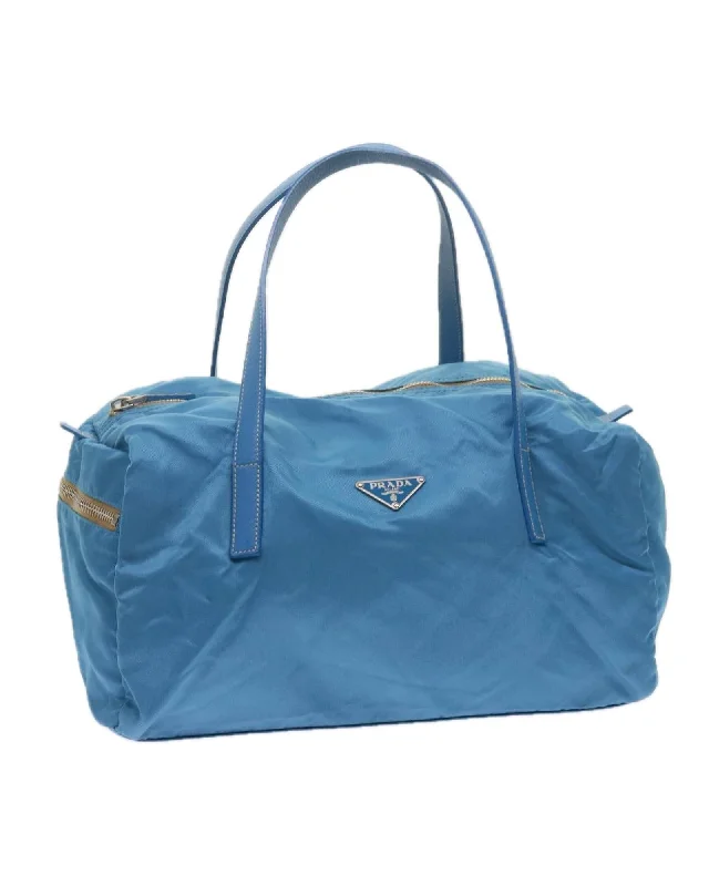 Blue Nylon Hand Bag with Dust Bag - Made in Italy (SKU 61706)