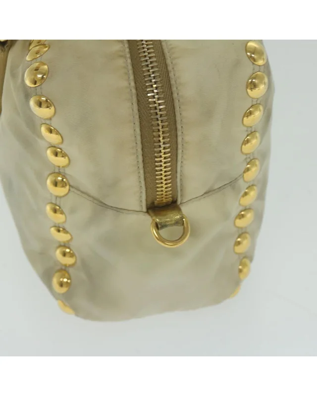 Nylon 2-Way Hand Bag in Cream