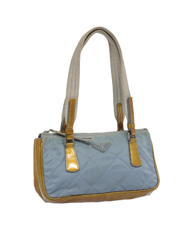 Light Blue Nylon Enamel Hand Bag