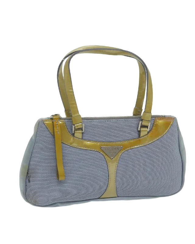 Light Blue Nylon Hand Bag by Italian Designer - Authentic & Guaranteed (SKU 63490)