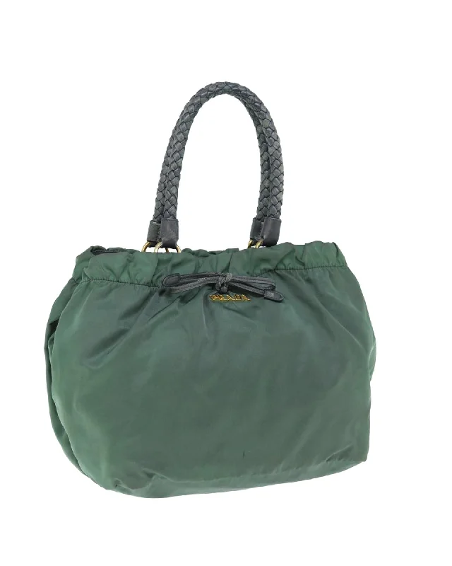 Green Nylon Hand Bag with Accessories - Rank C