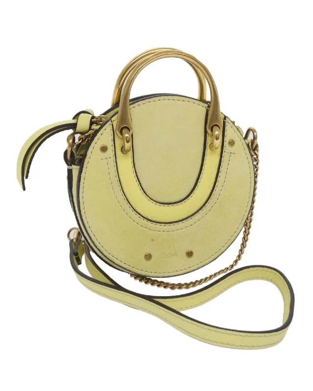 Yellow Suede Leather 2-Way Hand Bag