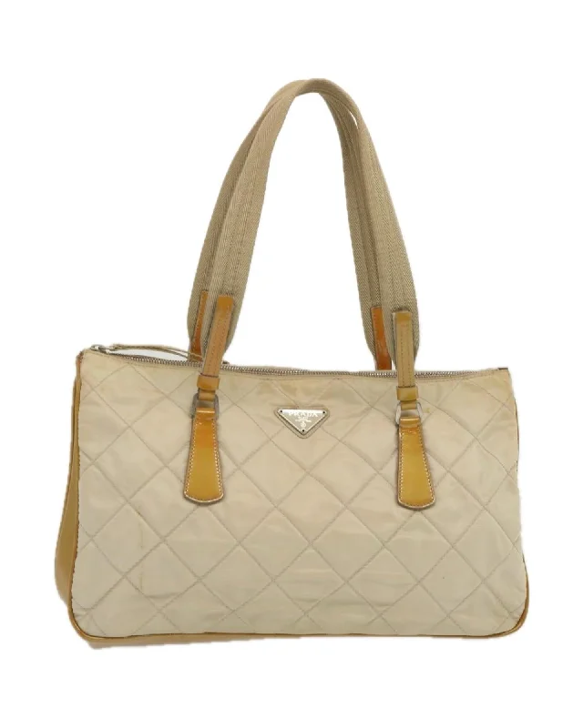 Authentic Cream Nylon Hand Bag by Prada