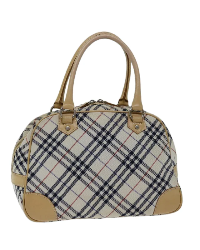 Authentic Burberry Beige Nylon Hand Bag with Nova Check Design