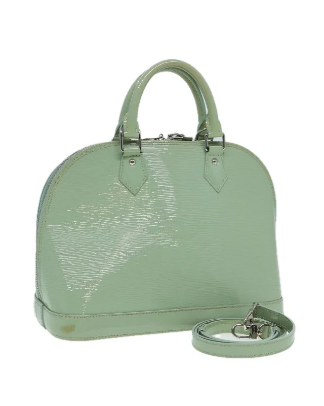 Patent Leather Hand Bag with Padlock and Shoulder Strap