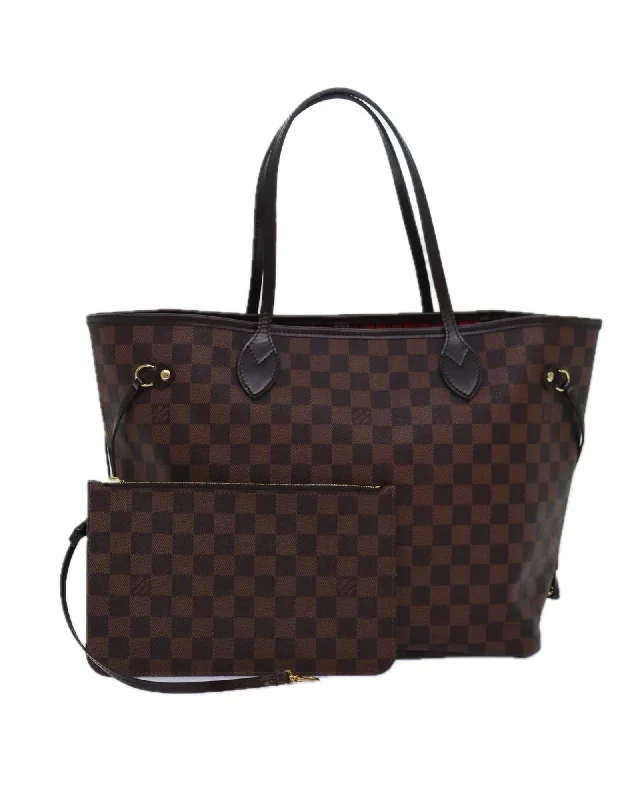 Damier Ebene Canvas Neverfull MM Tote Bag with Dust Bag and Pouch