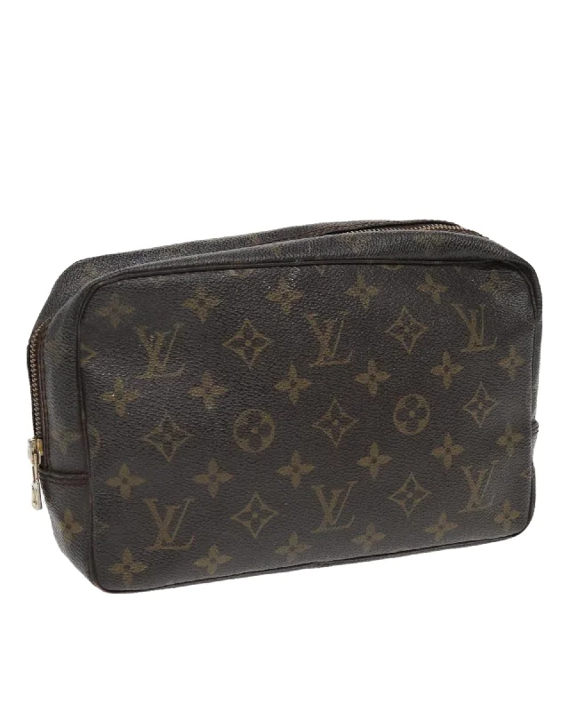 Monogram Canvas Clutch Bag with Surface Rubbing and Storage Odor