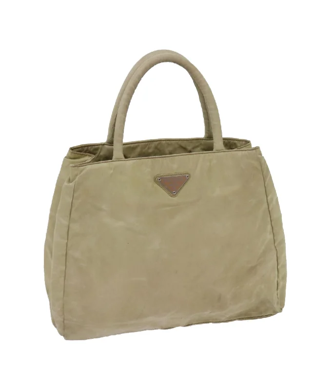 Beige Nylon Hand Bag by Italian Designer