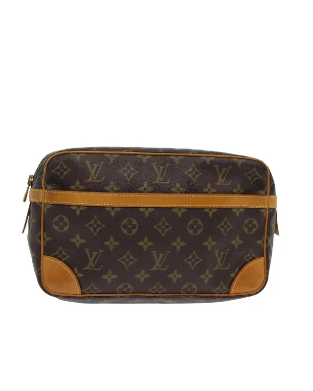 Monogram Canvas Clutch Bag with Multiple Pockets