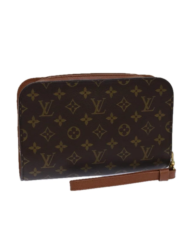 Monogram Canvas Clutch Bag with Subtle Wear