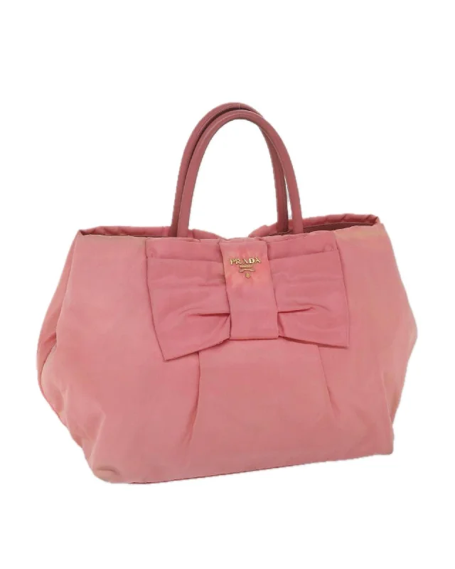 Nylon Pink Hand Bag with Accessories