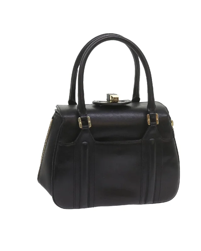 Black Leather Hand Bag with Accessories - Rank BC