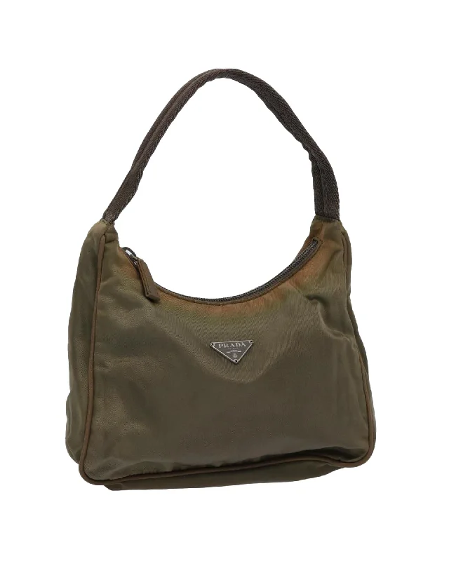 Brown Nylon Hand Bag