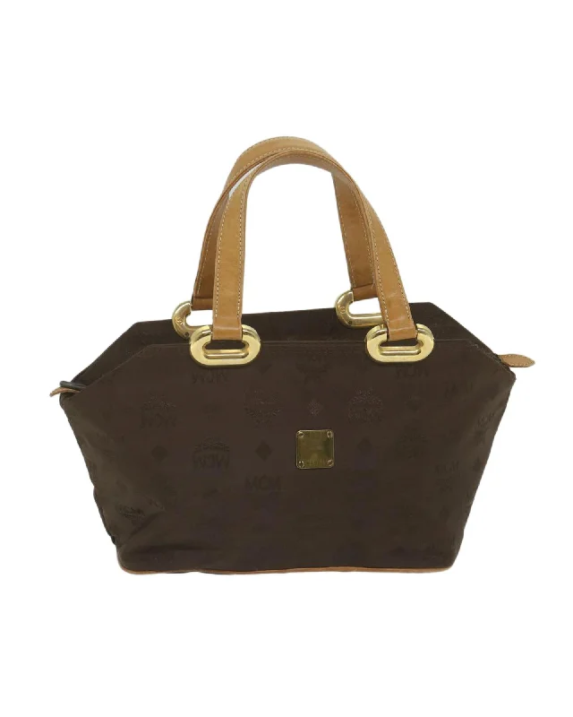 Nylon Brown Logogram Hand Bag by MCM