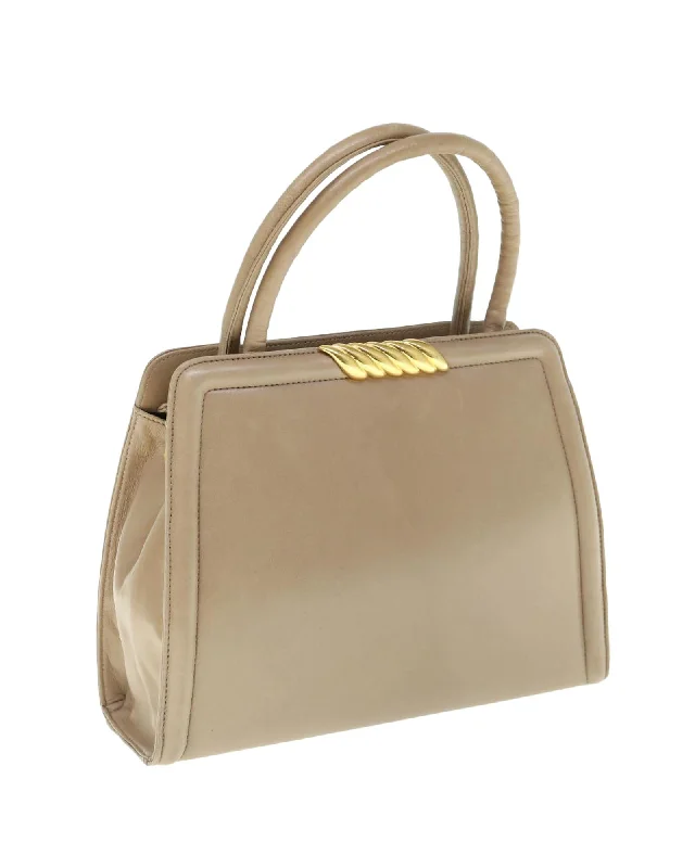 Beige Leather Hand Bag by Balenciaga