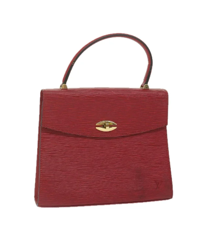 Red Epi Leather Hand Bag with Handle Drop - Made in France