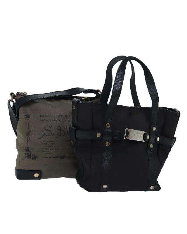 Canvas Coated Handbag Set with Wear and Tear