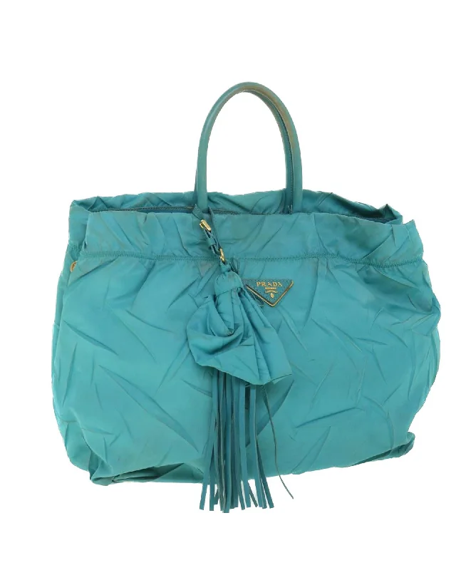 Nylon Light Blue Hand Bag