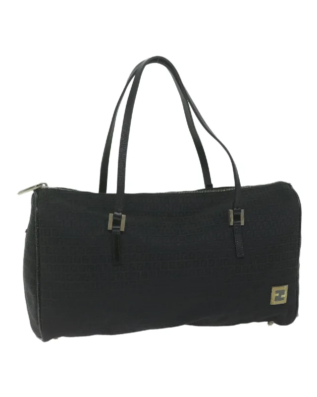 Black Zucchino Canvas Hand Bag with Accessories - Made in Italy