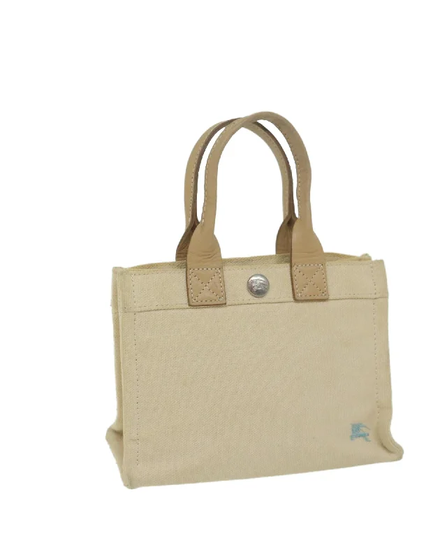 Canvas Beige Hand Bag with Accessory Made in Japan