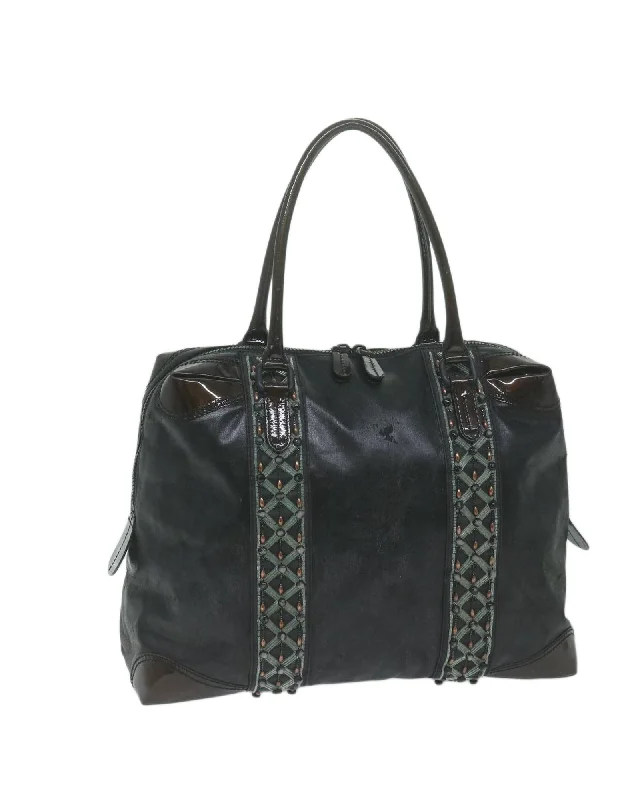 Coated Canvas Hand Bag with Accessories - Black