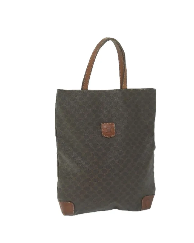 Brown Macadam Canvas Hand Bag with PVC Leather