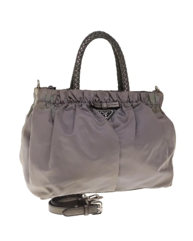 Gray Nylon 2-way Hand Bag by Prada