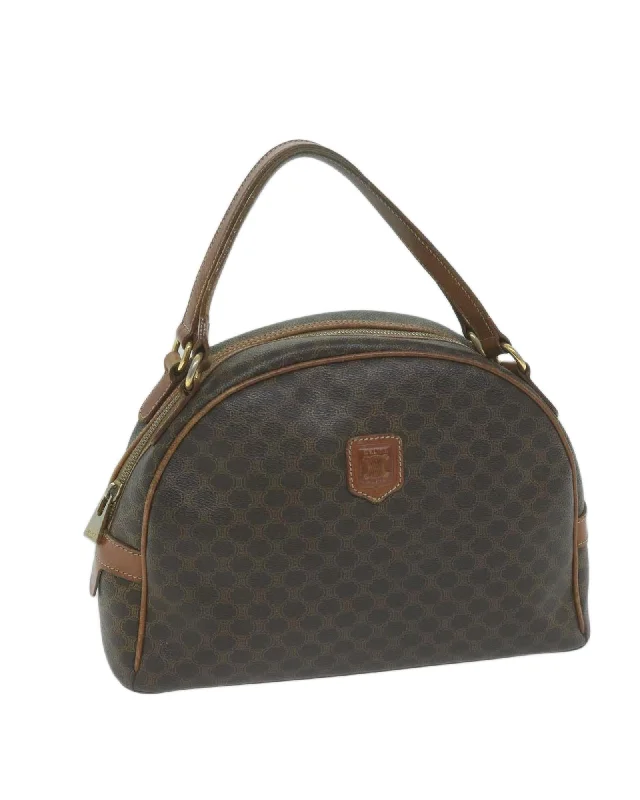 Brown Macadam Canvas Hand Bag by Celine