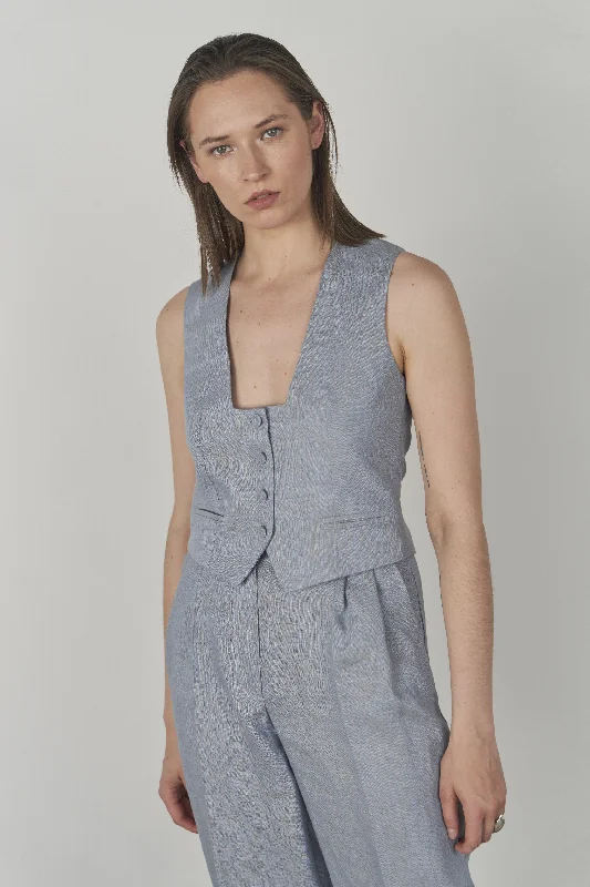 Vaga Sustainable Blue Linen Vest