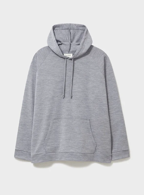 Men's Fleece Back Silver Modern Hoodie Made with Recycled ZQ Merino